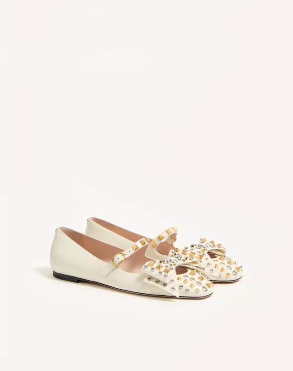 Valentino Mary-Jane Bowow Ballerina In Kidskin With Studs - Image 6